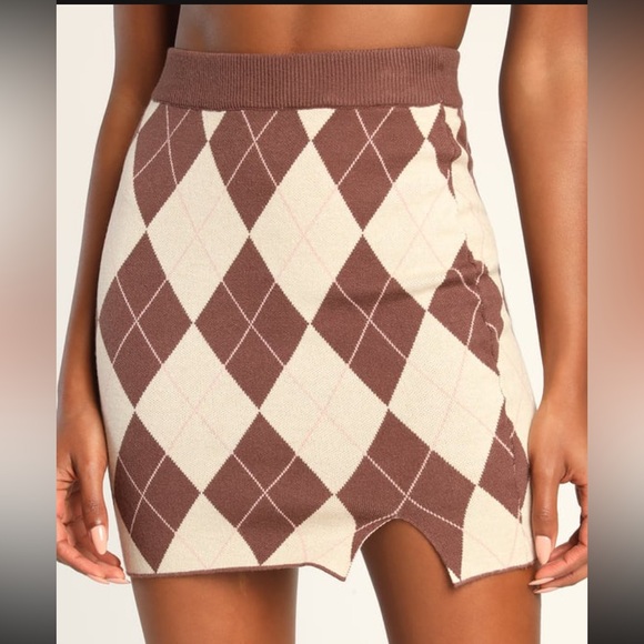 Got a Clue Brown and Pink Argyle Two Piece Sweater Dress size M - Picture 4 of 7